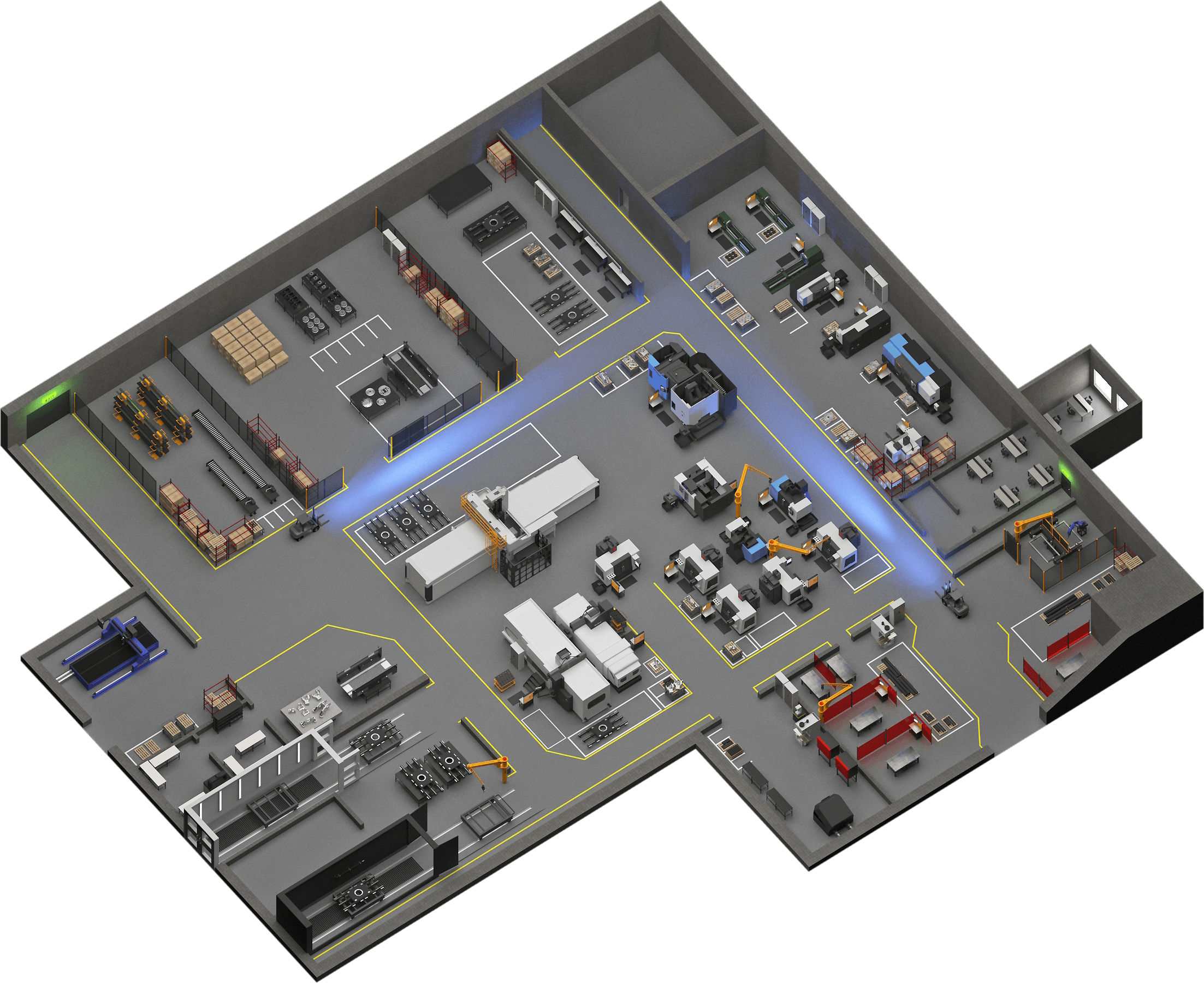 3D floor plan of the Forge LT steel fabrication factory